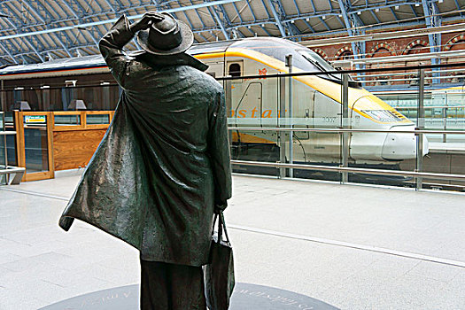 英格兰,伦敦,雕塑,中央广场,圣潘克勒斯火车站,家,欧洲之星,帮助,毁坏,20世纪60年代