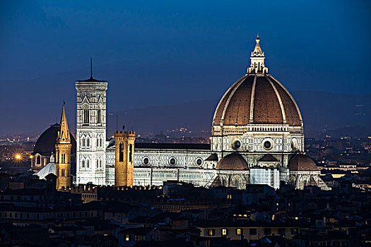大教堂,傍晚,佛罗伦萨,托斯卡纳,意大利,欧洲