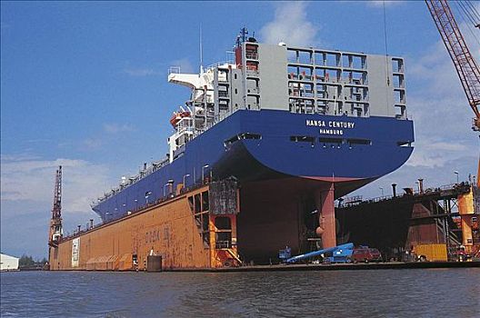 干船坞,集装箱船,造船厂,不来梅港,德国,欧洲,货船