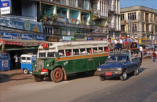 公共交通,老,巴士,巴格,缅甸