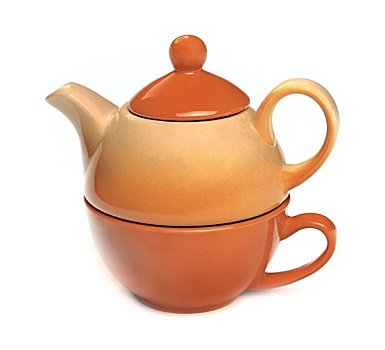 茶壶,茶杯,白色背景
