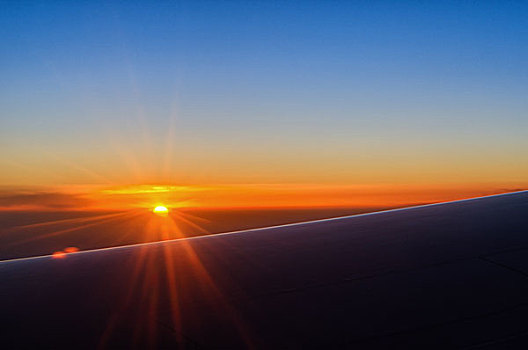 飞机上的日落