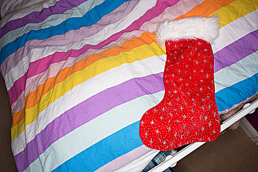 圣诞袜,床