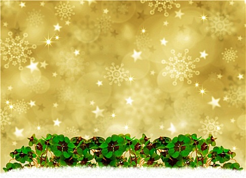 金色,圣诞节,背景,苜蓿叶