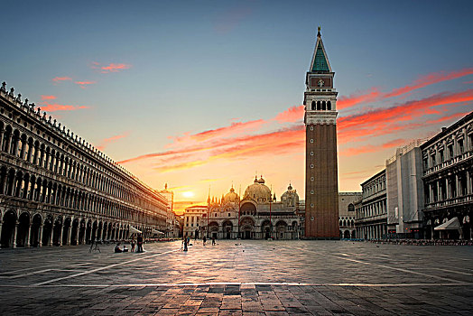 圣马可广场,威尼斯,日出,意大利
