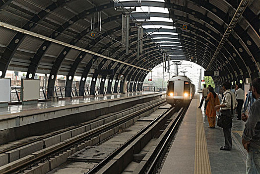 乘客,地铁站,新德里,印度