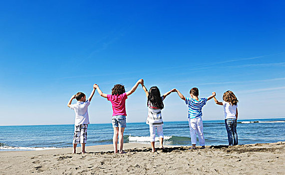高兴,孩子,儿童,开心,玩,游戏,海滩