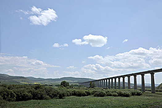 内蒙古呼伦贝尔阿尔山草原铁路大桥