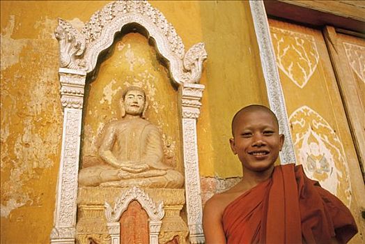 柬埔寨,金边,年轻,僧侣,寺院