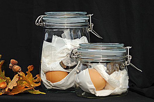 块菌,味道,蛋,特写,玻璃,容器