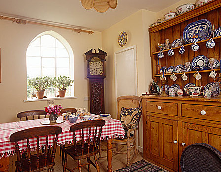 餐桌,松树,柜橱,乡村风格,房间