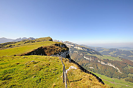 悬崖,高,高原,高山,风景,上方,阿彭策尔,区域,山,瑞士,欧洲
