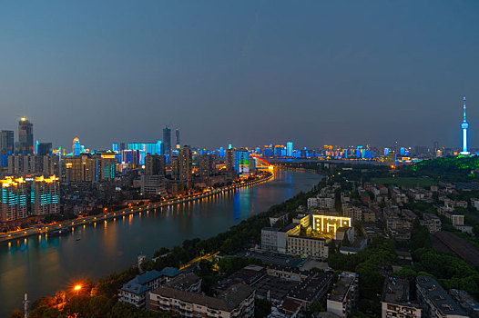 武汉,夏日,城市天际线,夜景,风光