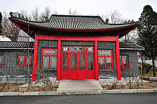 中国,屋顶,建筑,红色,门,窗户