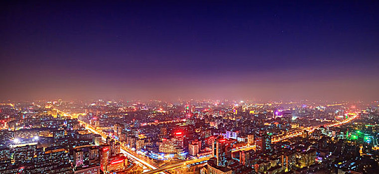 中央电视塔鸟瞰北京夜景