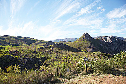 风景,山,葡萄酒厂,南非