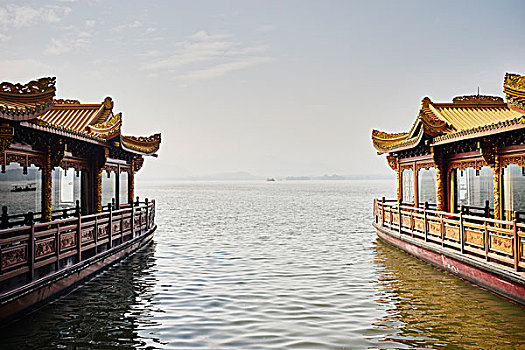 湖岸,餐馆,杭州,中国