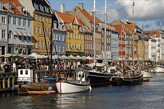 历史,船,纽哈温运河,港口,哥本哈根,丹麦,斯堪的纳维亚,欧洲
