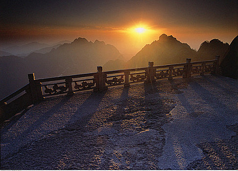 日落,暸望,黄山,安徽,中国