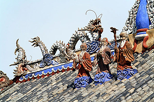 中国,长江,鬼城,屋顶,装饰