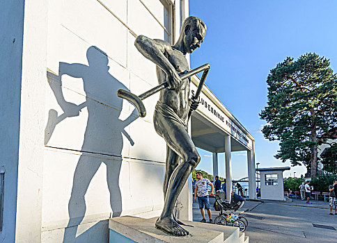 雕塑,拐杖,桥,柱廊,斯洛伐克