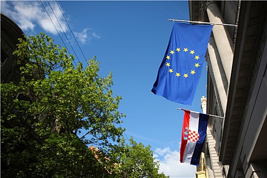 欧盟,旗帜,萨格勒布