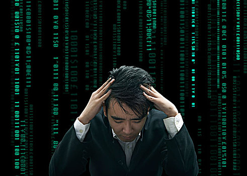 煩惱,數字,貨幣,數碼,計算,壓力,急躁,煩躁,男人,成年人,年輕人,青年,西裝,影棚