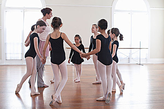 芭蕾舞,教师,握手,芭蕾舞学校,女孩