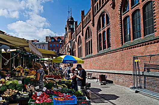 果蔬,货摊,靠近,市集,格丹斯克,波兰,欧洲