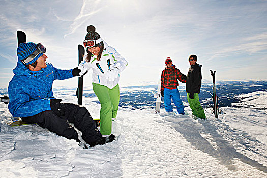 滑雪板玩家,滑雪,顶端,山,设备