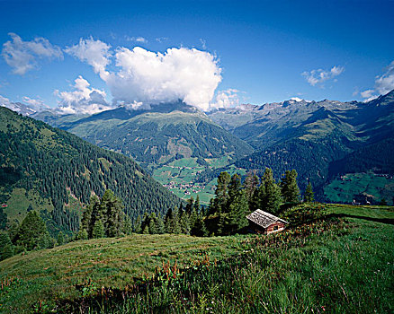 房子,山,山谷,奥地利