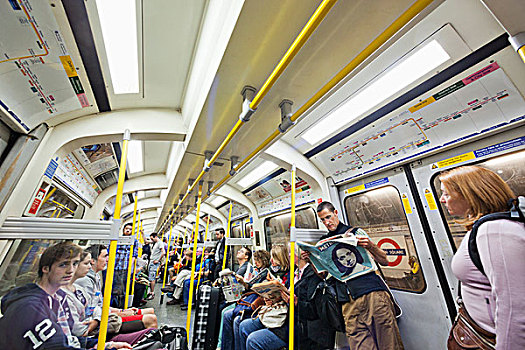 英格兰,伦敦,地铁,乘客,车厢
