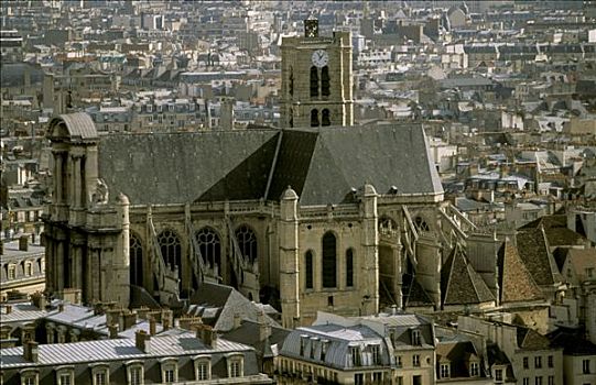 法国,巴黎,教堂,俯视