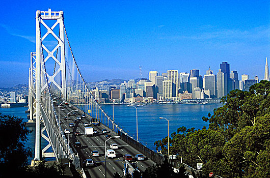 俯拍,交通,吊桥,旧金山,加利福尼亚,美国