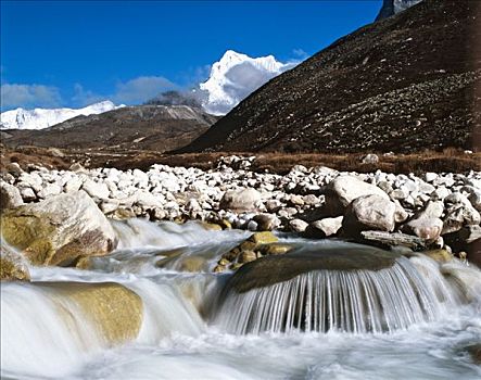 小,瀑布,悬崖,尼泊尔,亚洲