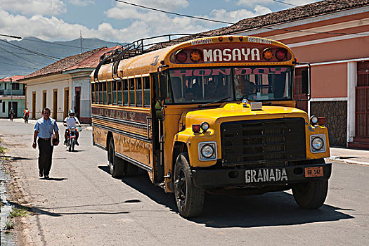 巴士,长,远景,服务,格拉纳达,尼加拉瓜,中美洲