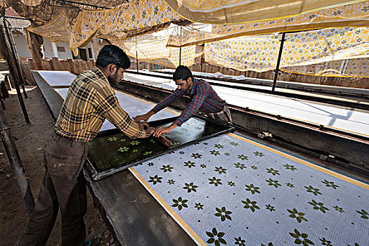 男人,印刷,布,手,比卡内尔,拉贾斯坦邦,印度,亚洲
