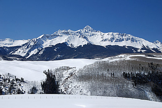 全景,积雪,山峦,落基山脉,美国