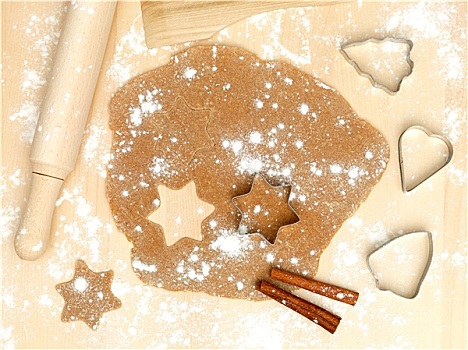 金属,擀面杖,面粉,桂皮,圣诞节
