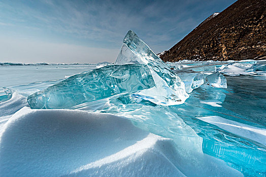 片,透明,冰,太阳,反射,贝加尔湖,伊尔库茨克,区域,西伯利亚,俄罗斯