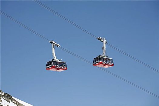 冬季运动,滑雪区,俯视,索道,恩加丁,格劳宾登州,瑞士