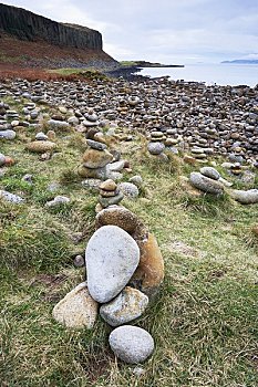 累石堆,悬崖,阿兰岛,北爱尔郡,克莱德峡湾,苏格兰