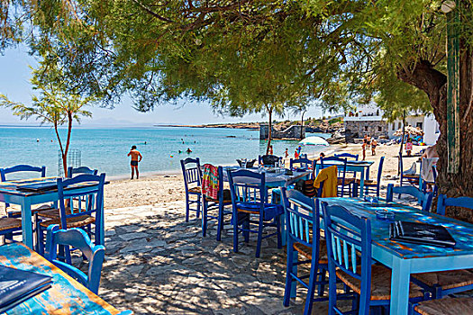 海滩,餐馆,纳克索斯岛,希腊