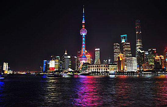 上海陆家嘴建筑群夜景风光