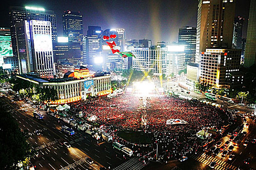 2002年,世界杯,欢呼,首尔,广场