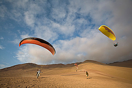 五个人,帆伞运动,降落,荒芜,智利