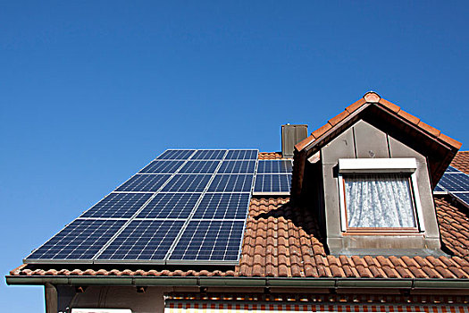 太阳能电池板,房子,屋顶,光电