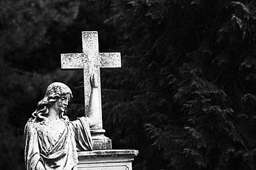 墓地,雕塑,十字架