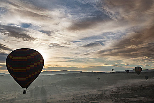 热气球,飞,卡帕多西亚,土耳其