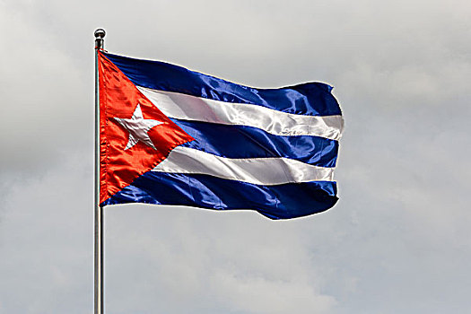 古巴国旗,吹,风